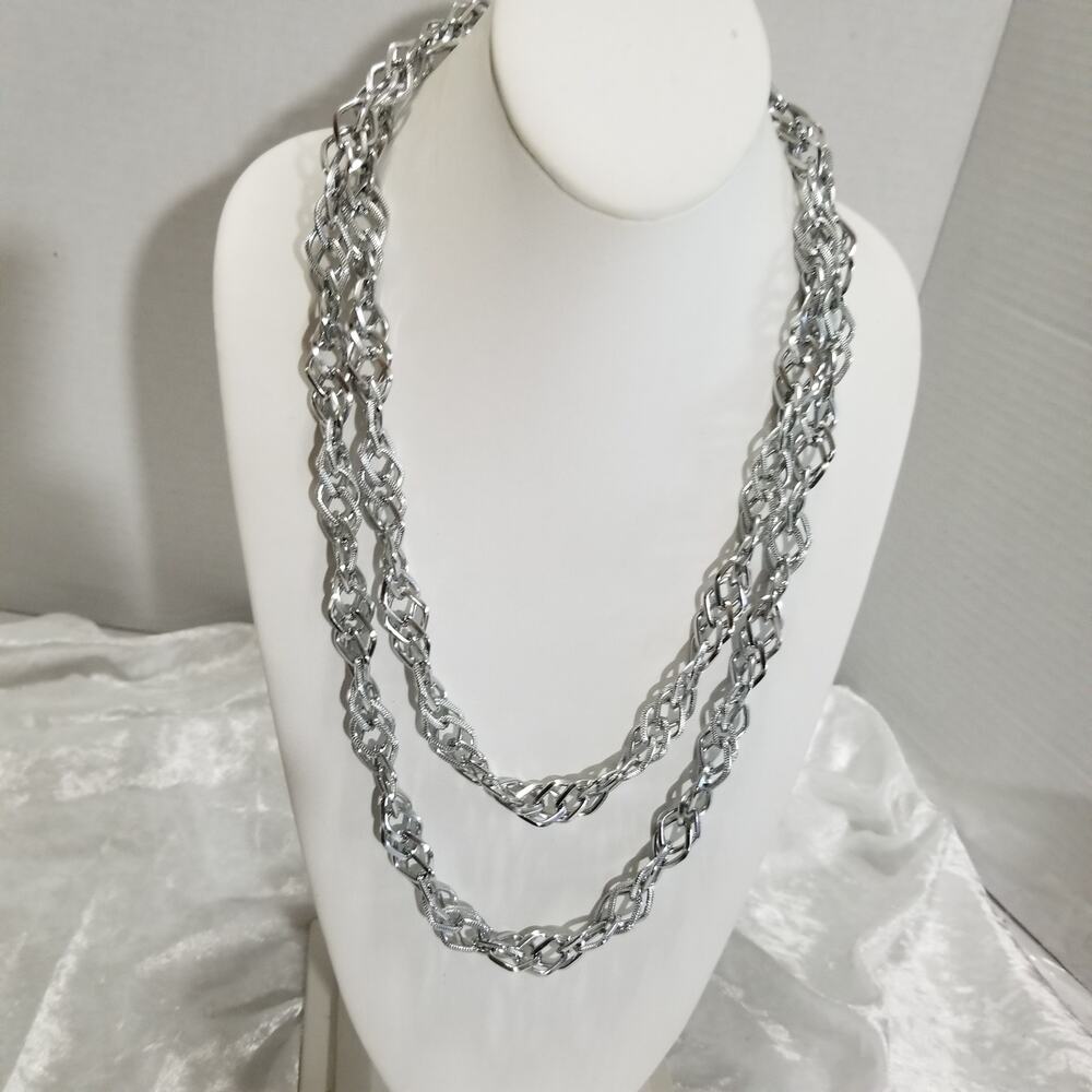 Made in West Germany 50" silver tone chain link necklace
